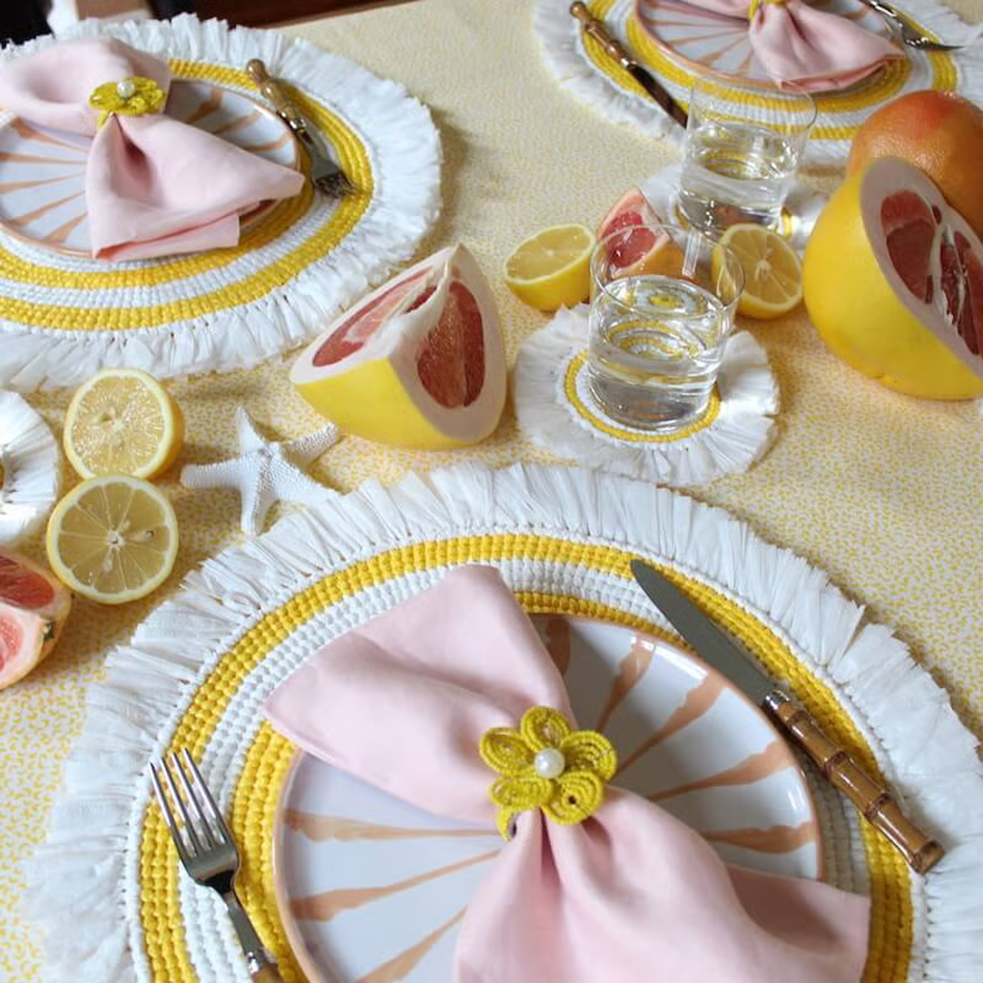 Floral Napkin Ring - Yellow