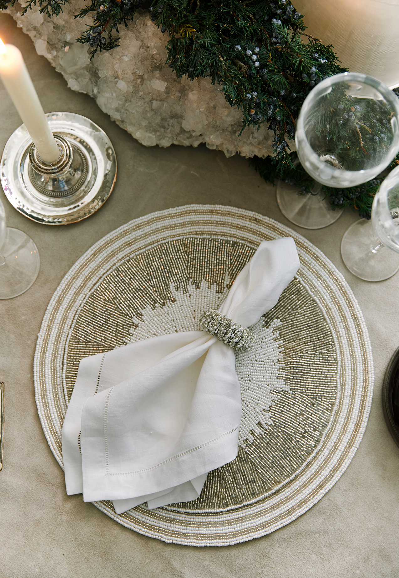 Sparkle Napkin Ring - White