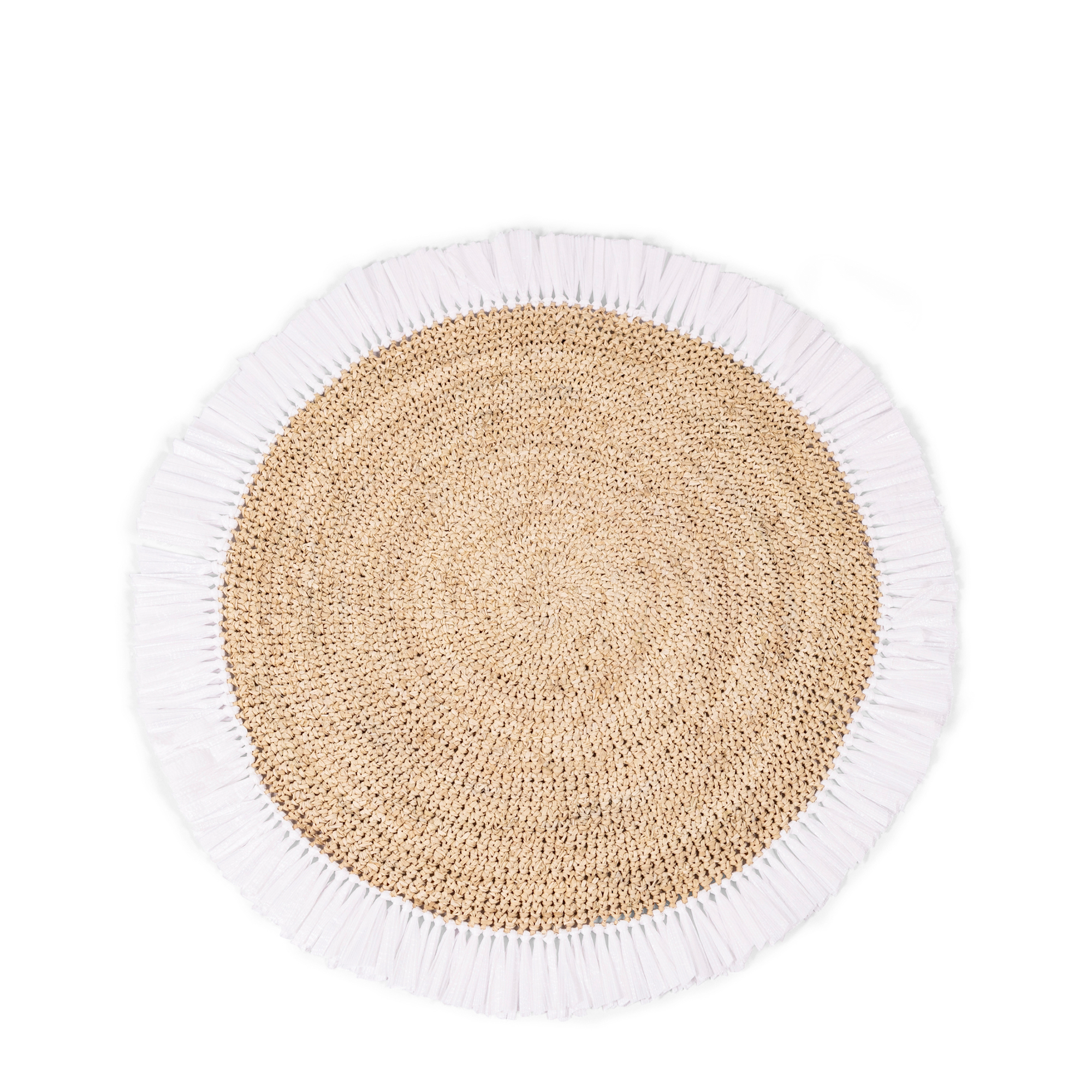 Woven Rattan Fringe Placemat - White