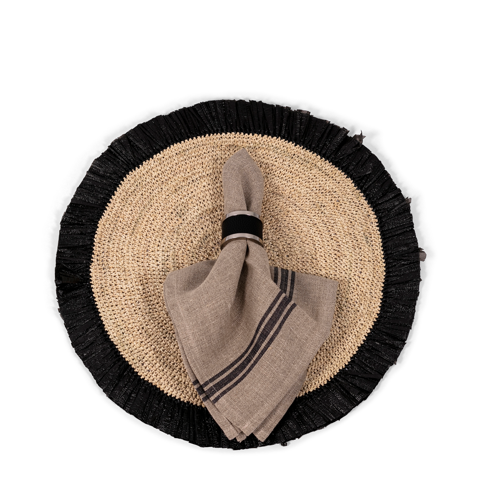Zinc + Leather Napkin Ring - Black