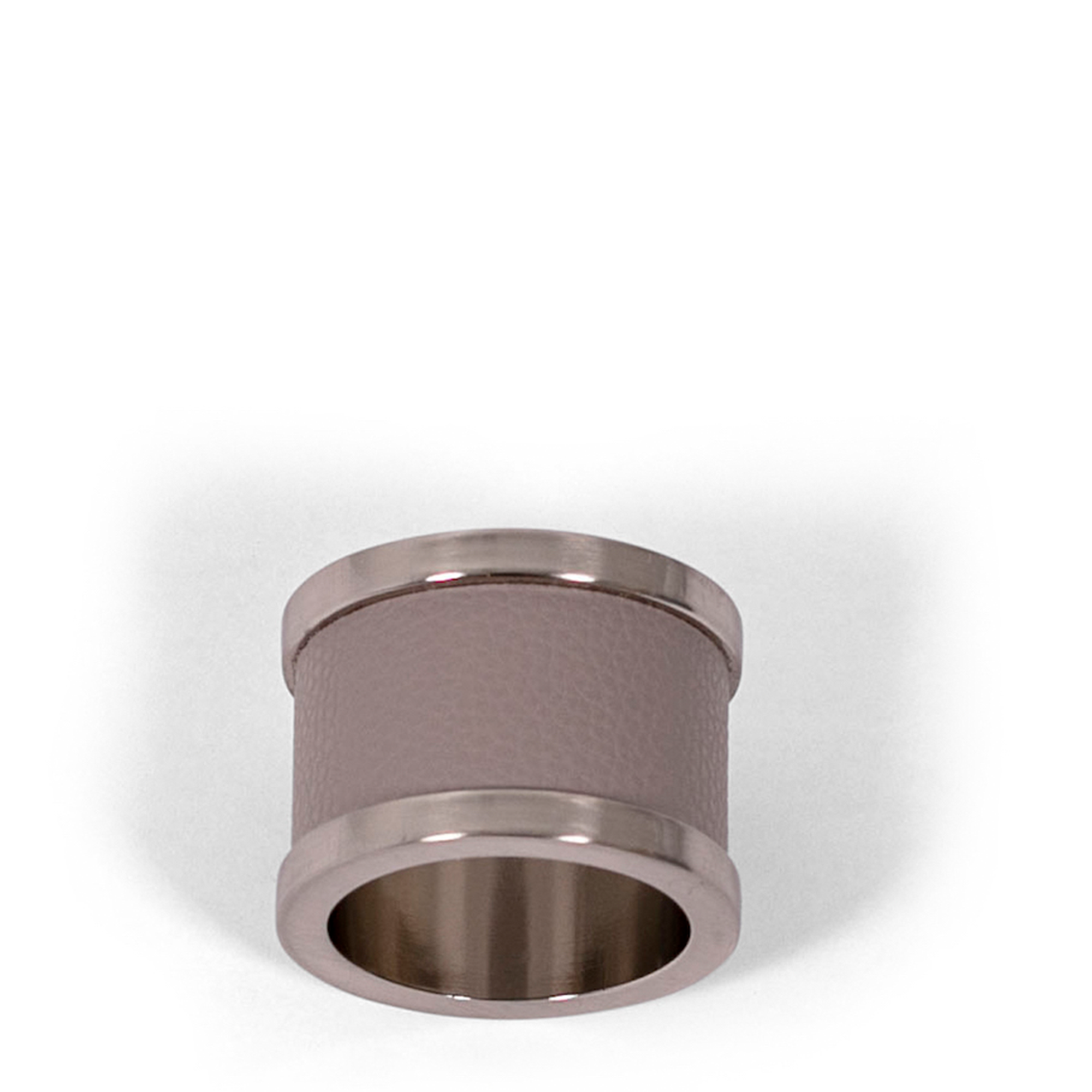 Zinc + Leather Napkin Ring - Taupe
