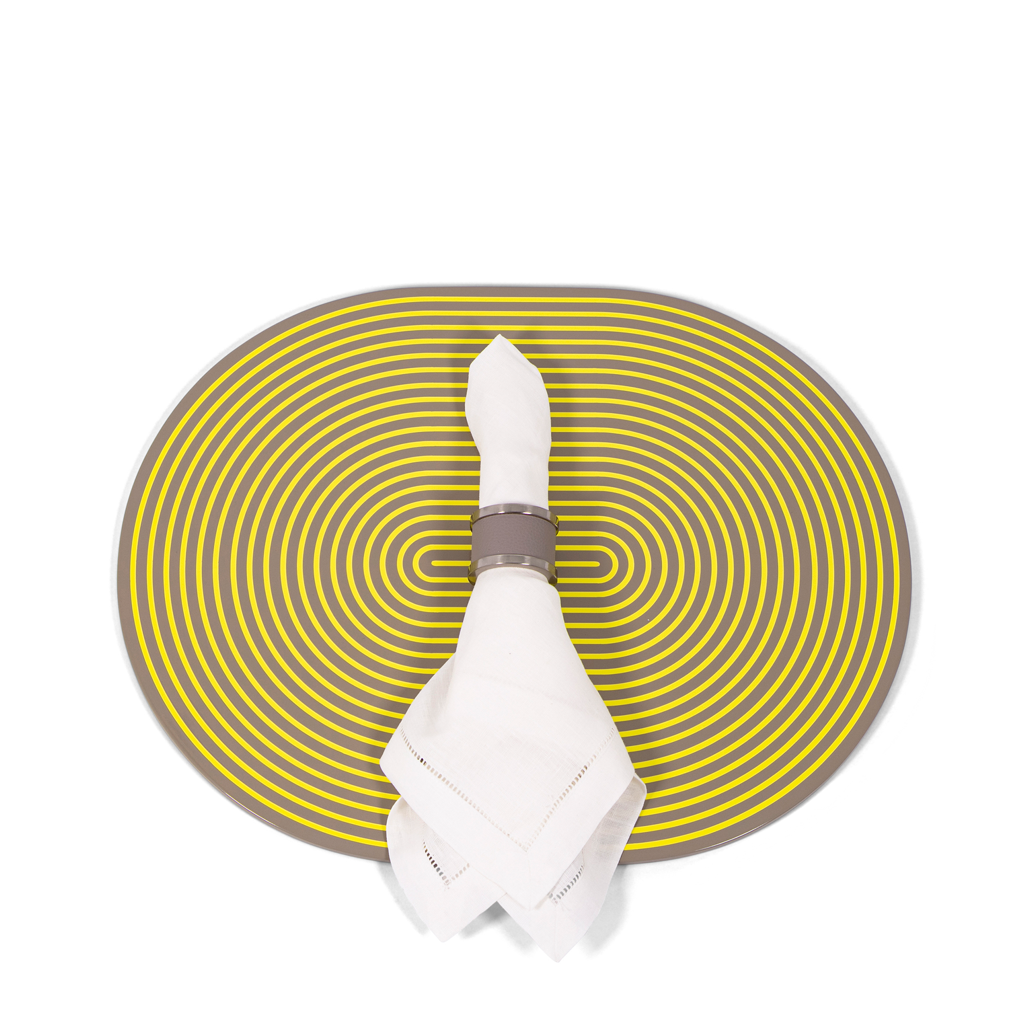 Zinc + Leather Napkin Ring - Taupe