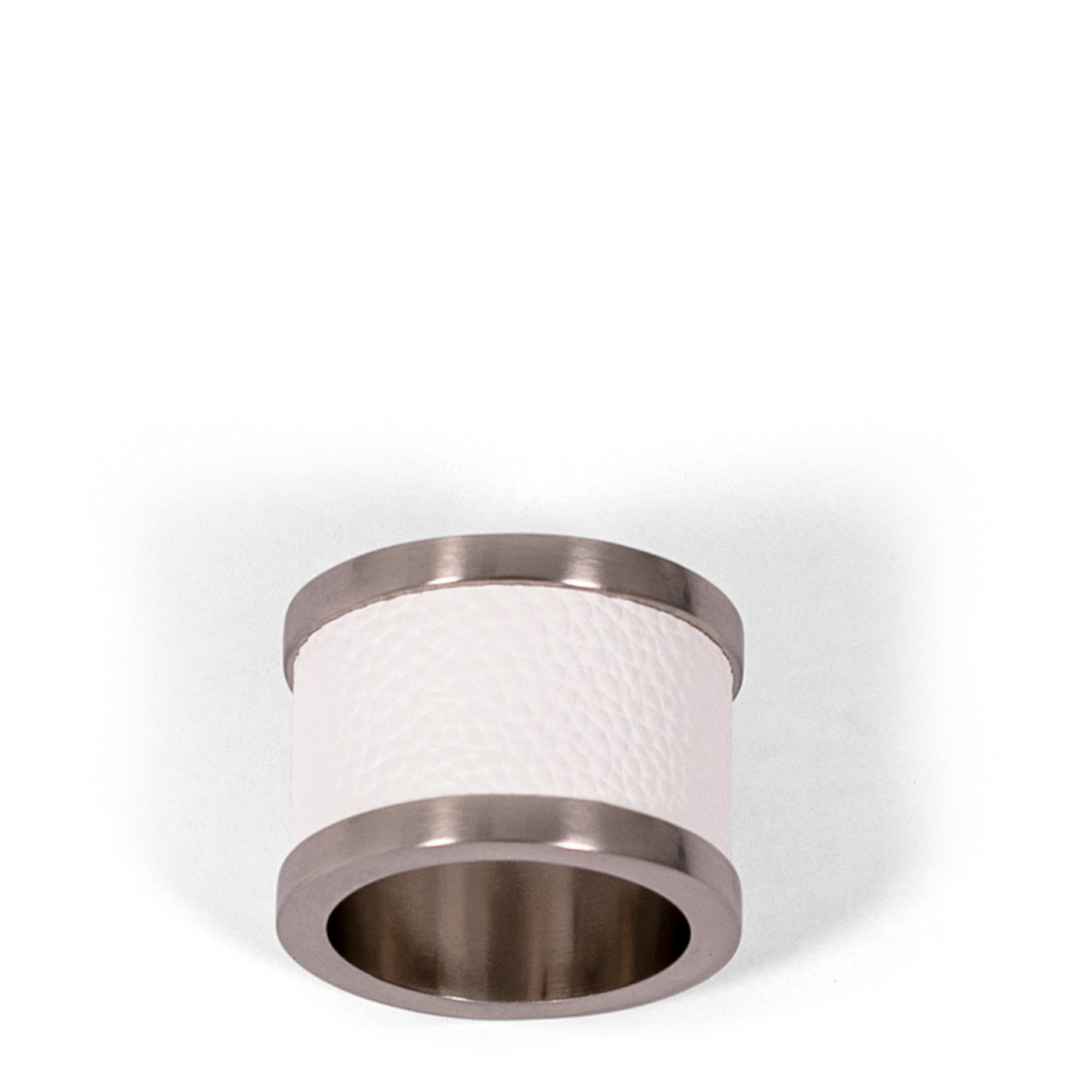 Zinc + Leather Napkin Ring - White