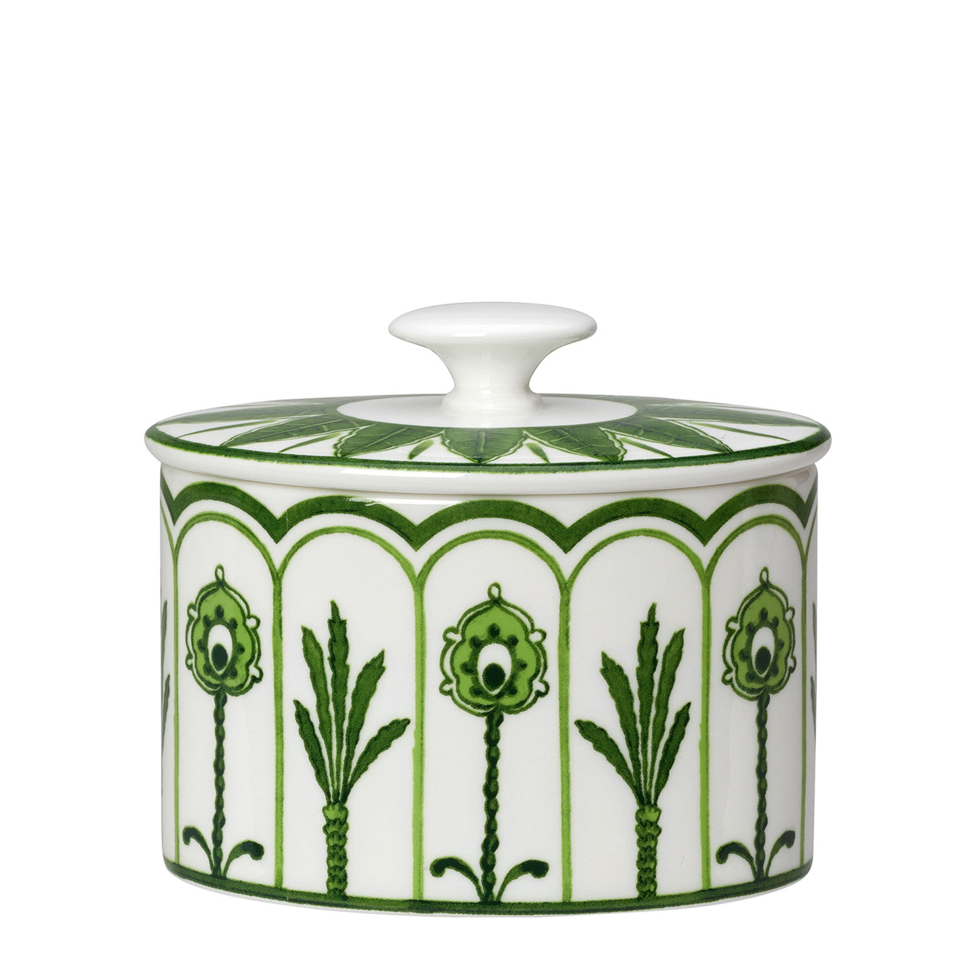 Sultan’s Garden Oval Sugar Pot + Lid — Green