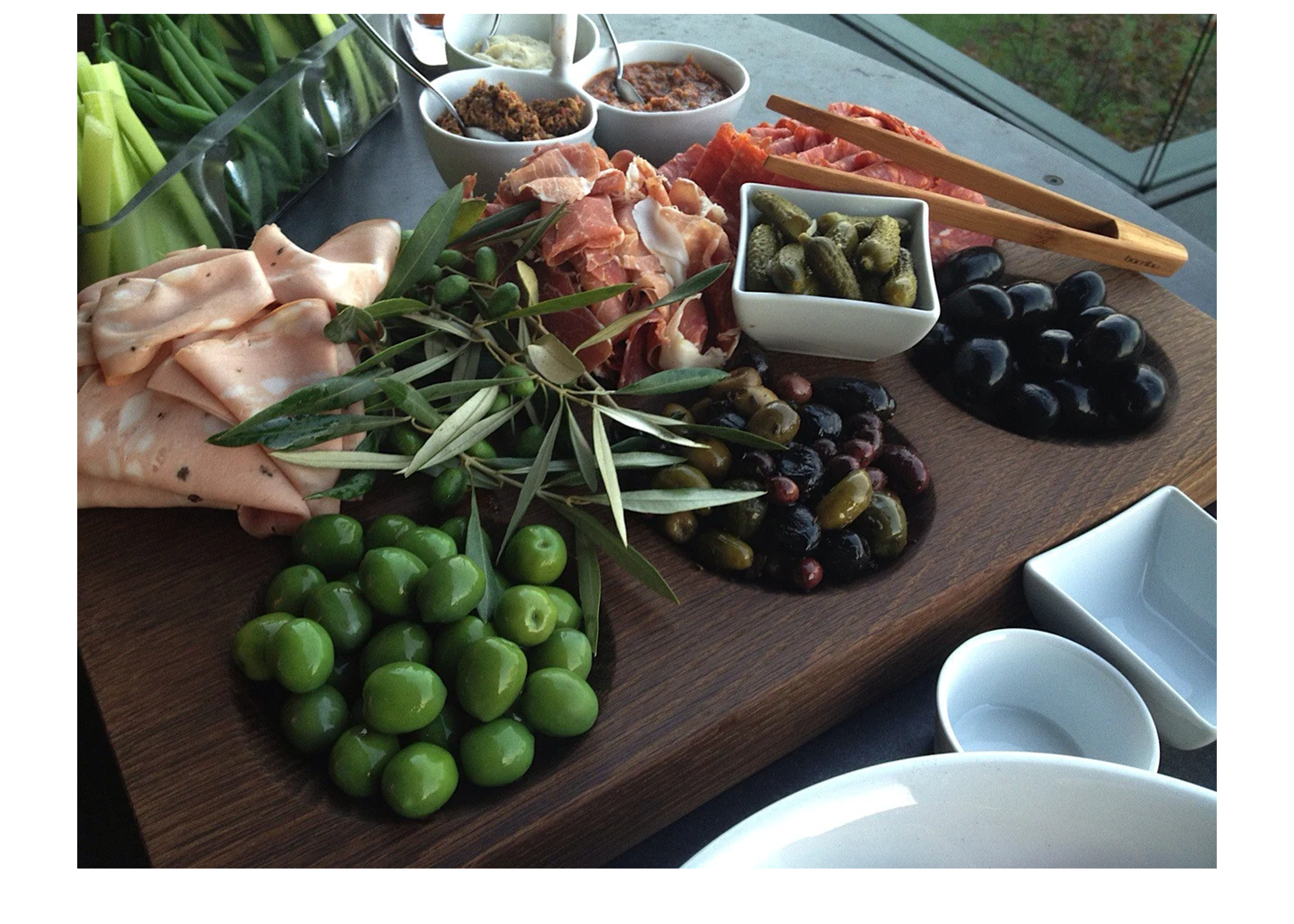 Dip Board With Bowls - Fumed Oak