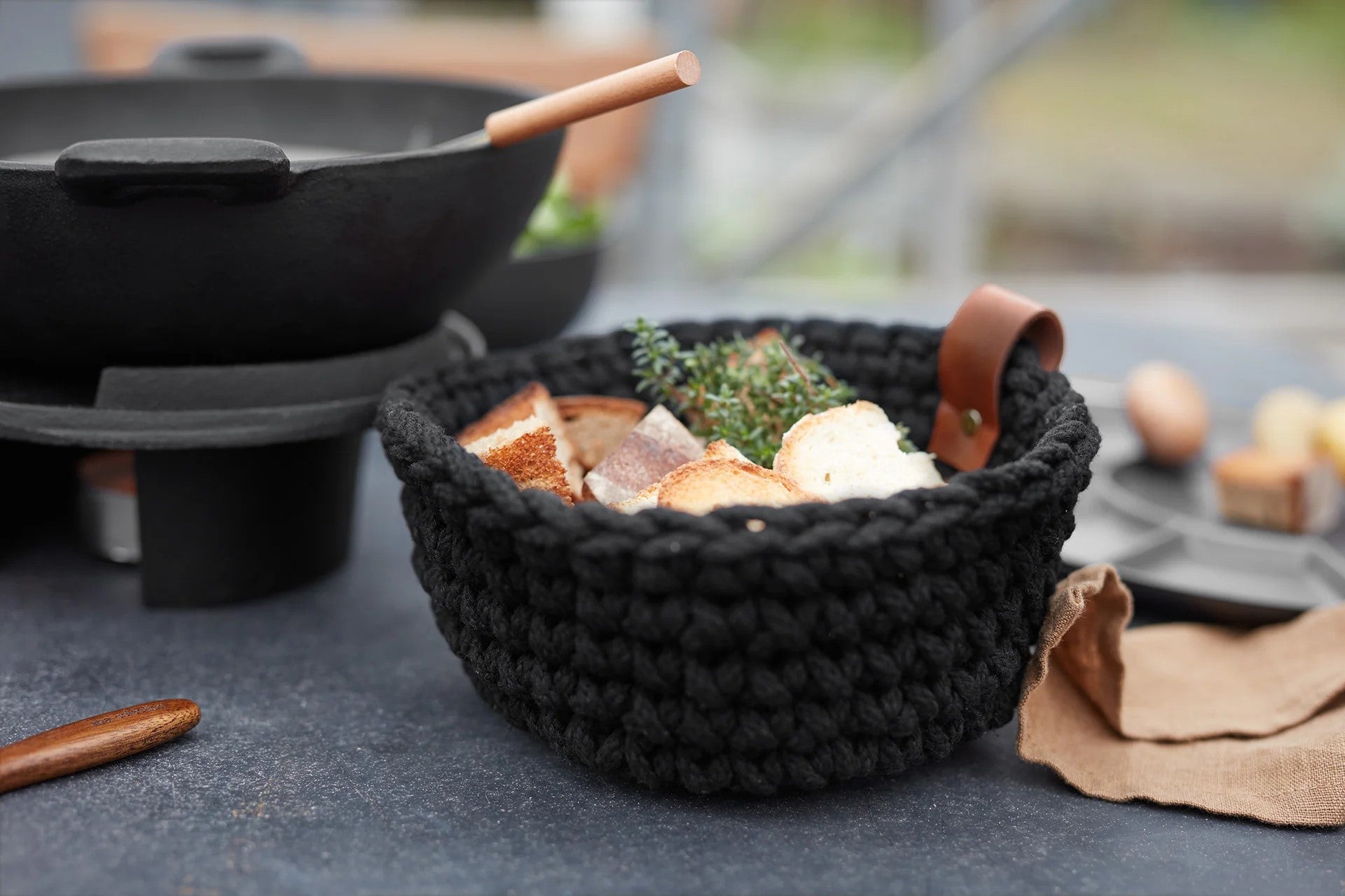 Crochet Basket Medium - Black