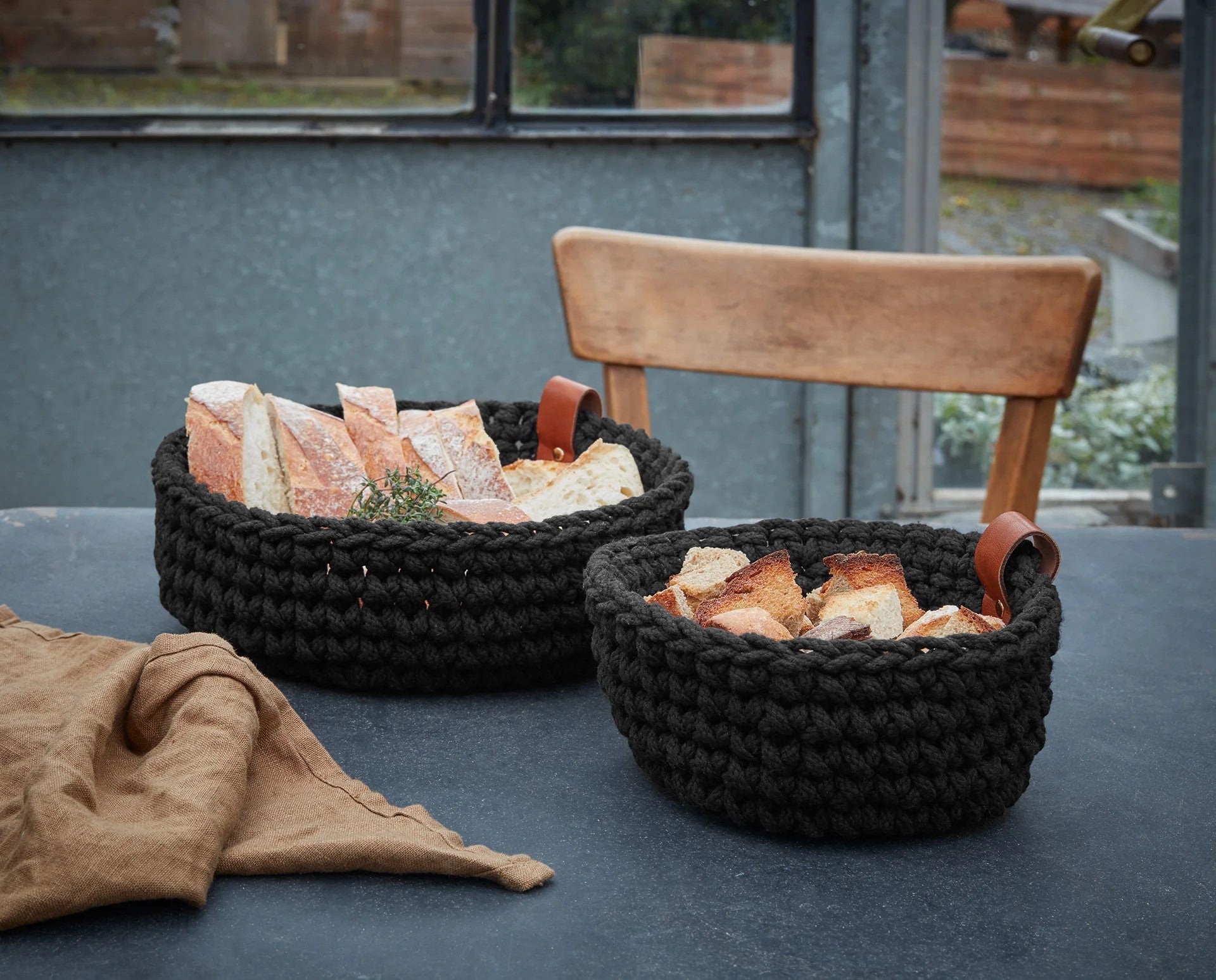 Crochet Basket Large - Black