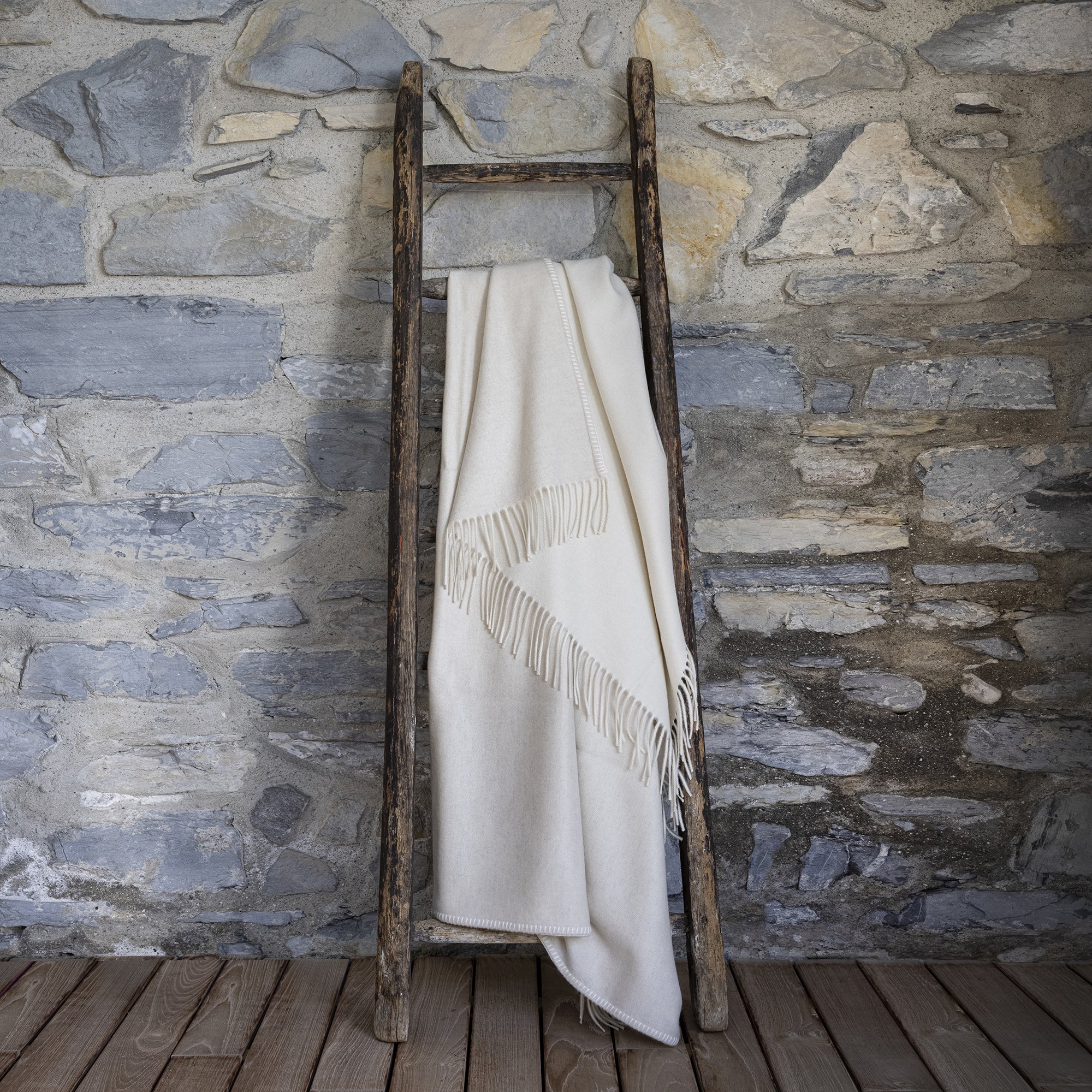 Melrose Two-Tone Throw - Pearl + Ecru