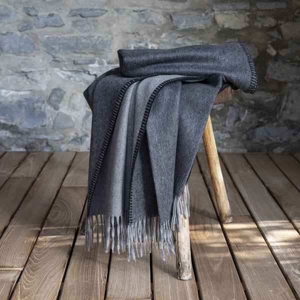 Melrose Two-Tone Throw - Steel + Grey