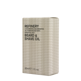 Side view of Refinery Men's Beard and Shave Oil box.
