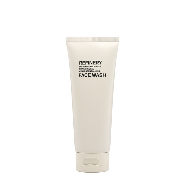 Refinery Men's Face Wash in simple white 100 ml tube.