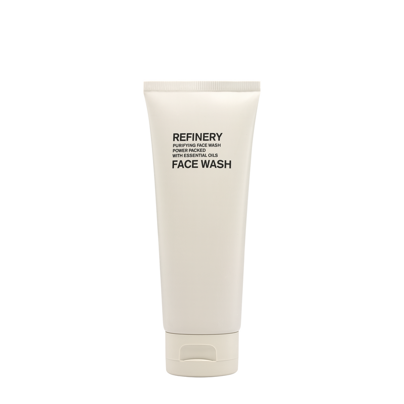 Refinery Men's Face Wash in simple white 100 ml tube.