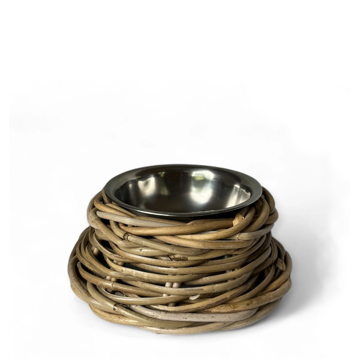 Rattan Pet Bowl w/Stainless Steel Bowl