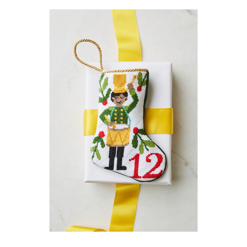 Mini Needlepoint Stocking - 12 Drummers Drumming