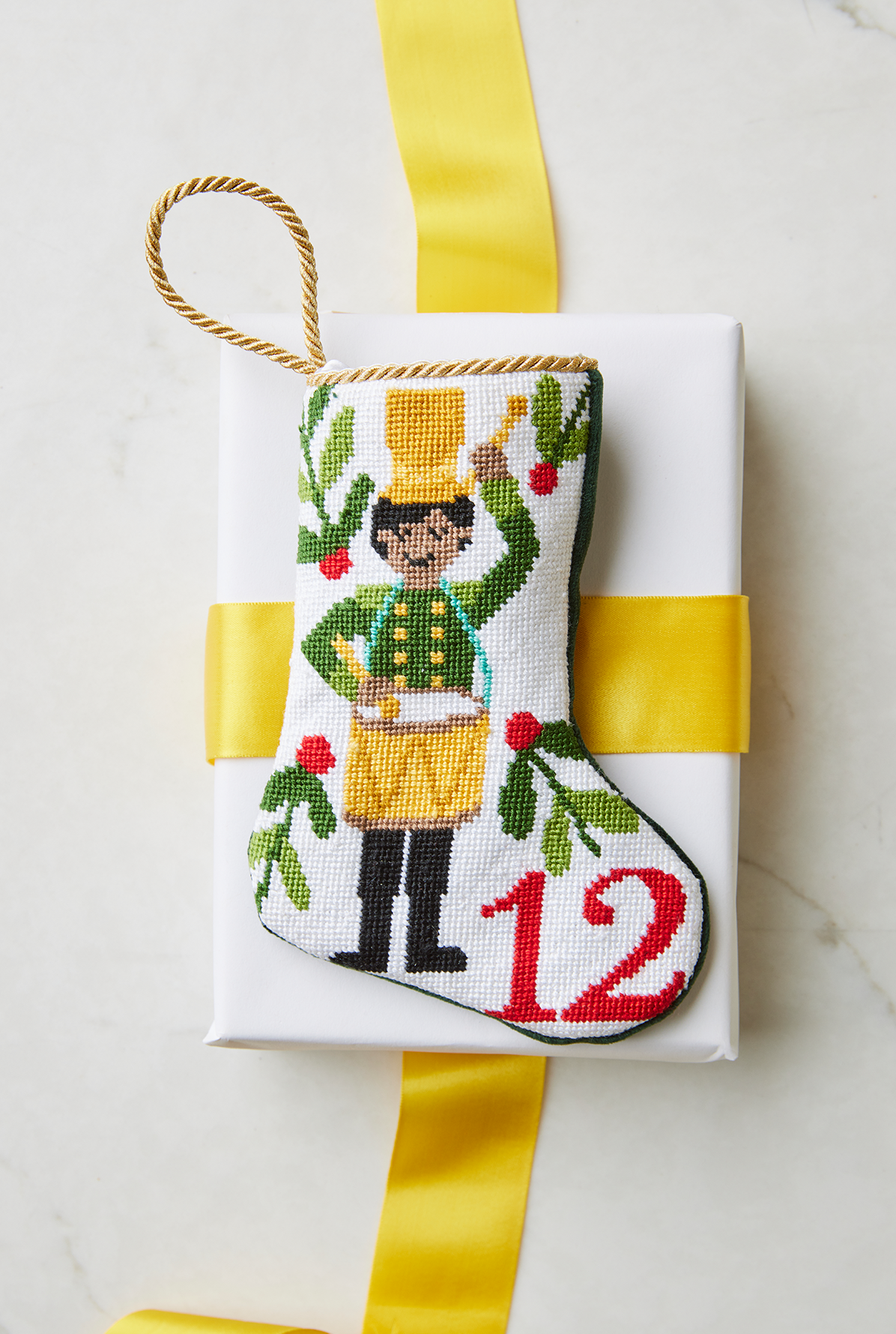 Mini Needlepoint Stocking - 12 Drummers Drumming