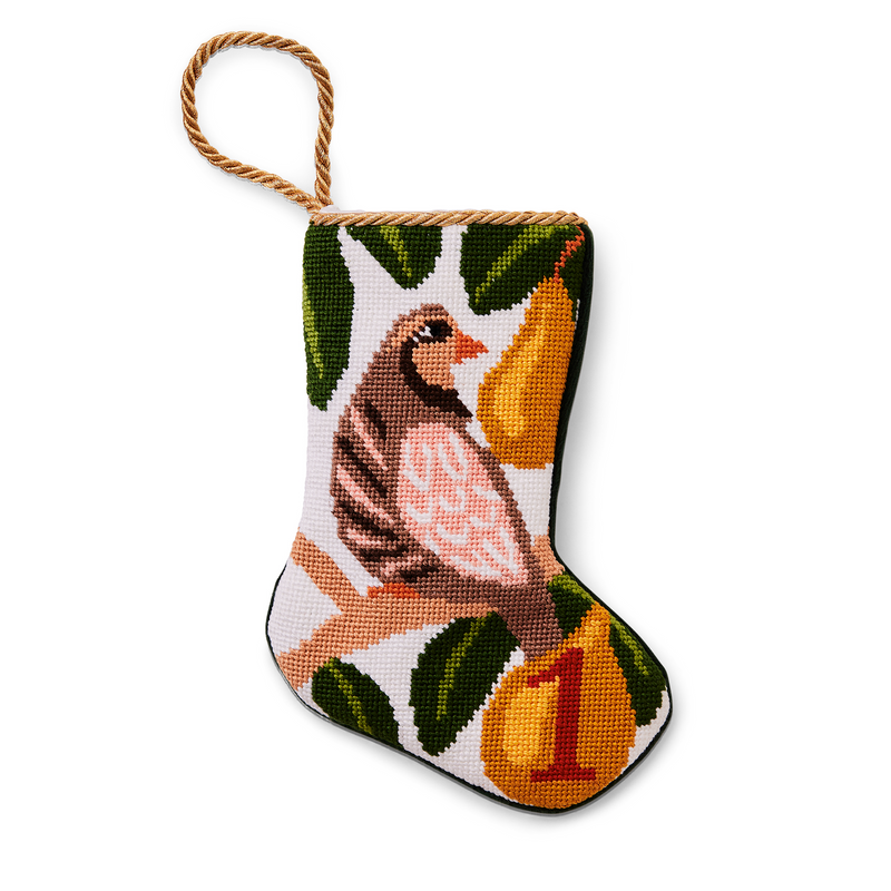 Mini Needlepoint Stocking - A Partridge in a Pear Tree