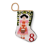 Mini Needlepoint Stocking - 8 Maids a Milking