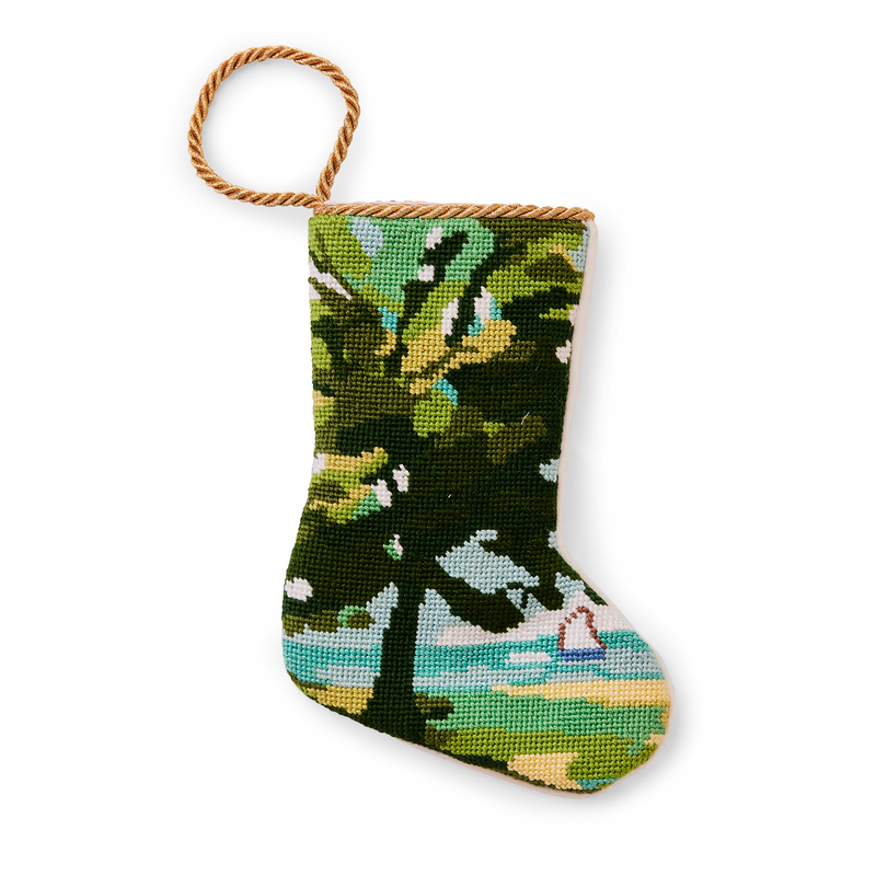 Mini Needlepoint Stocking - Holiday Sail