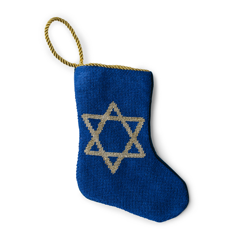 Mini Needlepoint Stocking - Star Of David