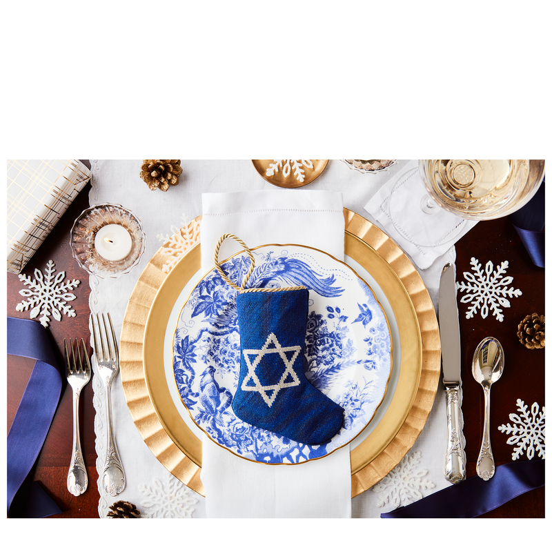 Mini Needlepoint Stocking - Star Of David