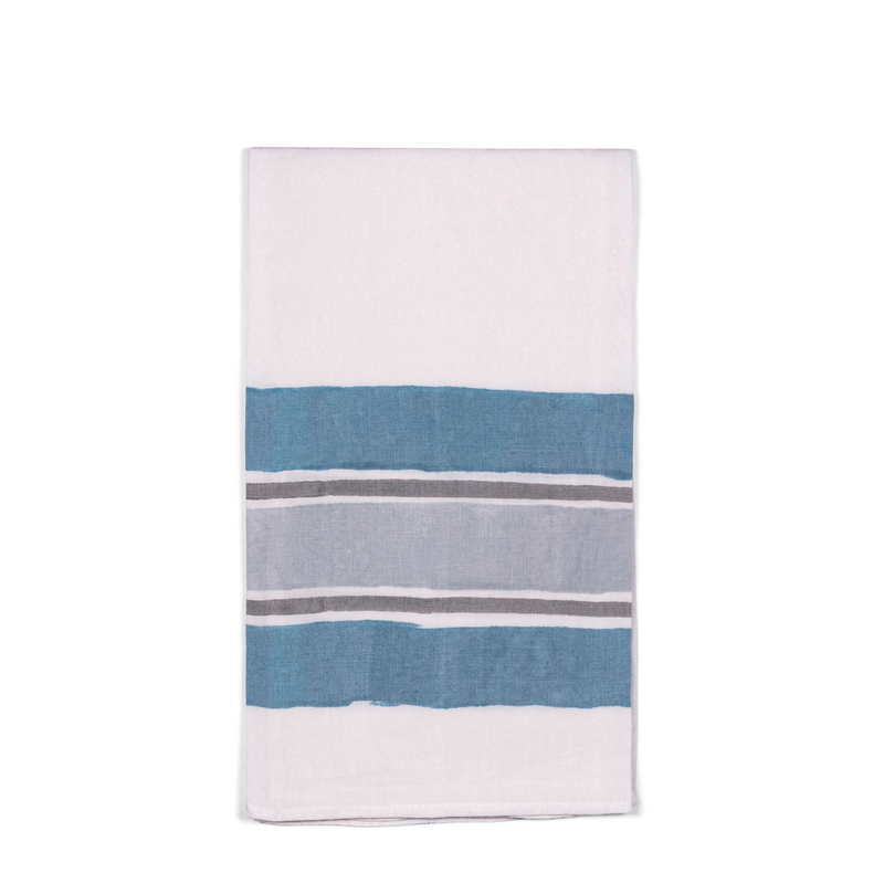 Rigato Tea Towel - Turquoise, Silver, + Grey