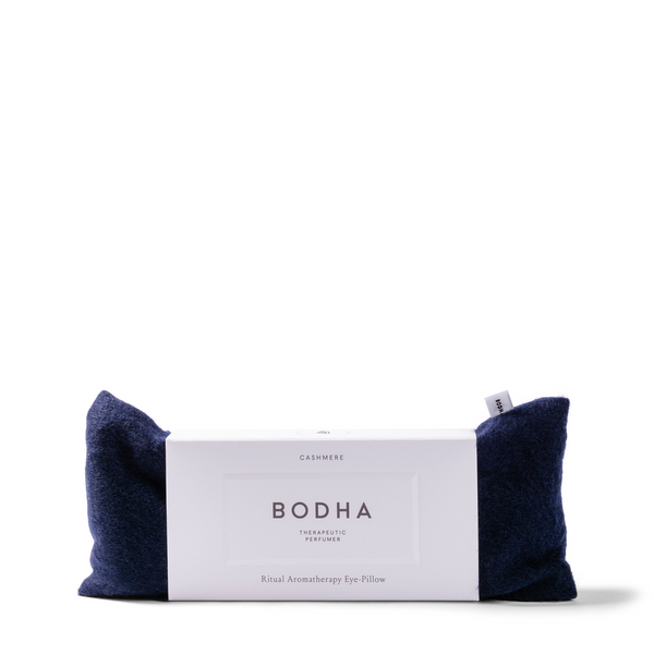 This soothing eye pillow combines natural scents with relaxing muscles around eyes, featuring delicate aesthetics in dark blue cashmere.