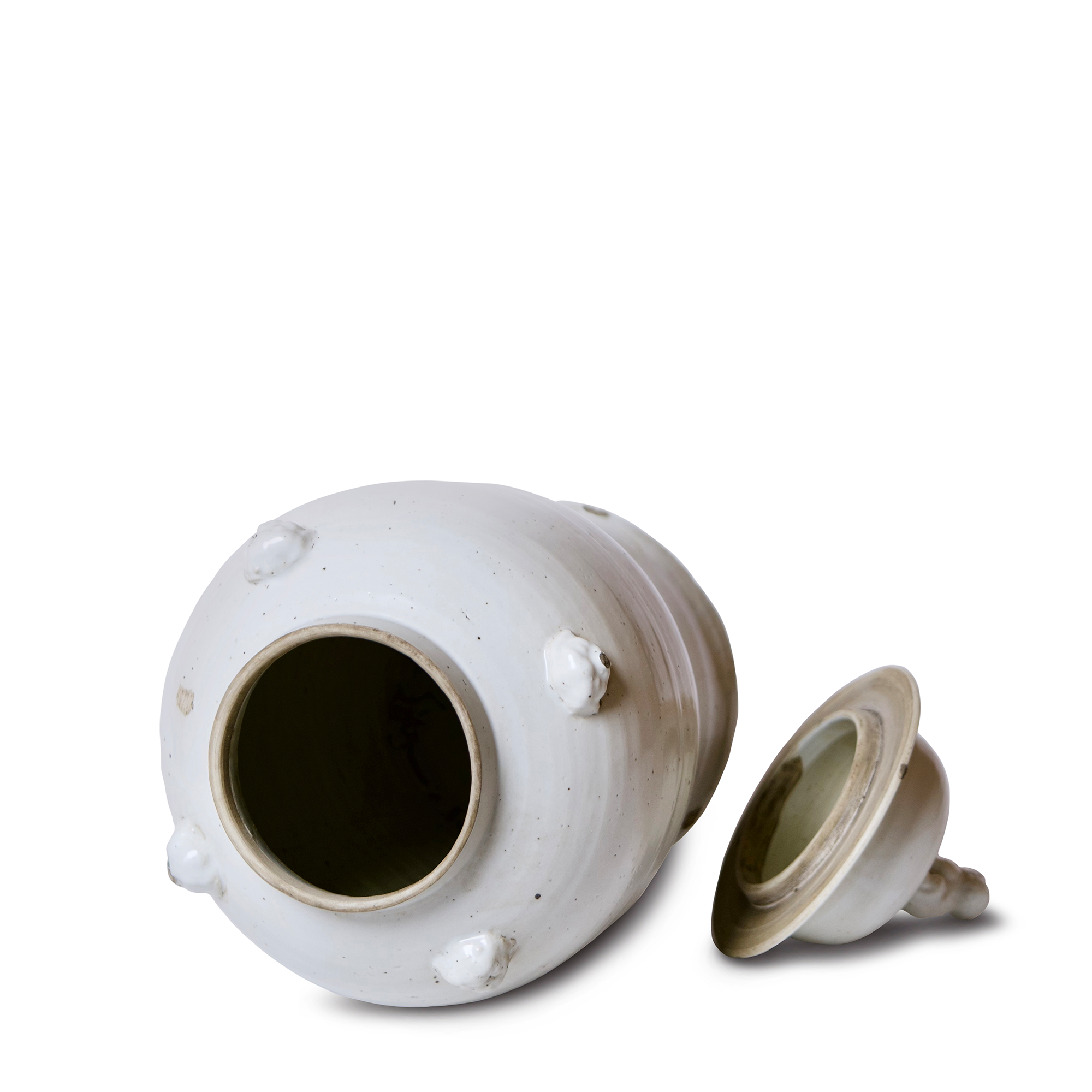 Rustic White Porcelain Temple Jar
