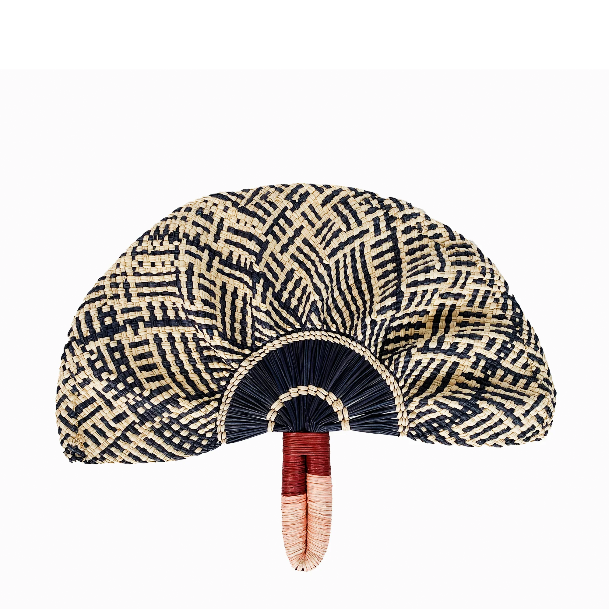 Toquilla Frilly Hand Fan - Navy + Burgundy