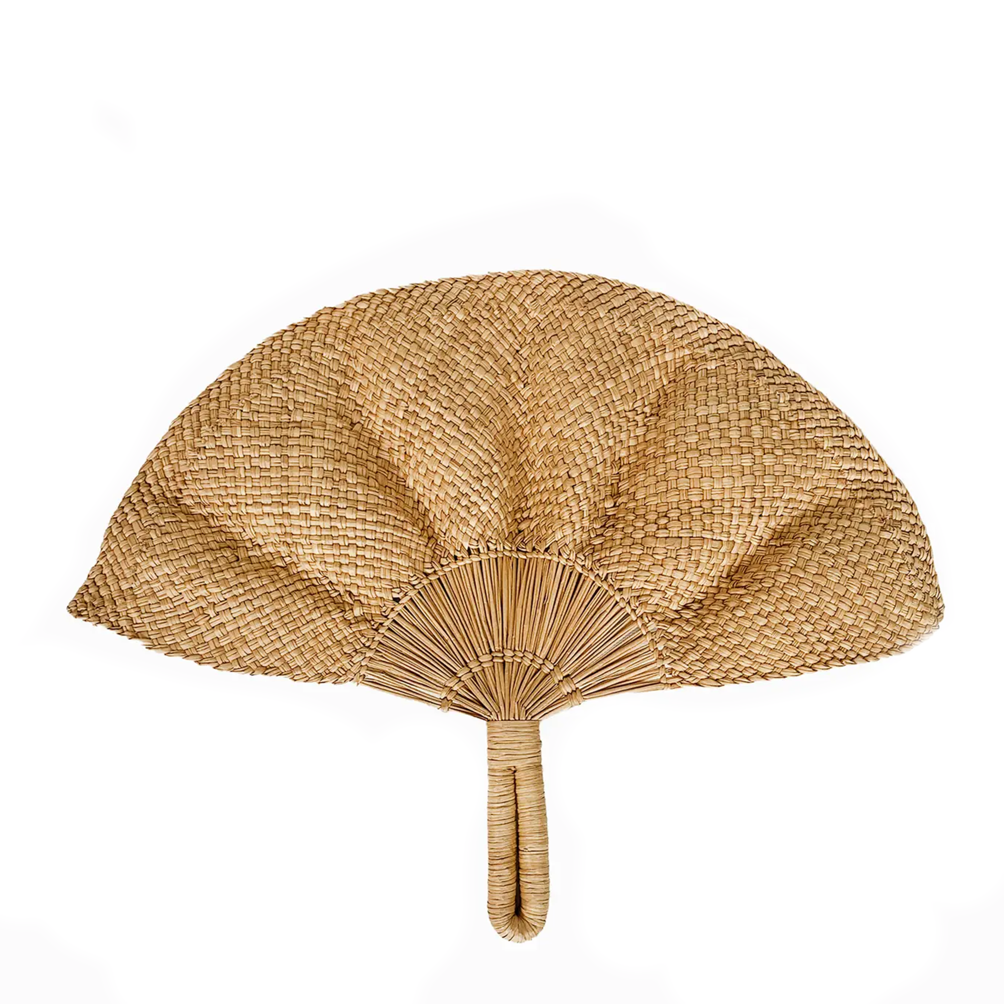 Toquilla Frilly Hand Fan - Dark Natural