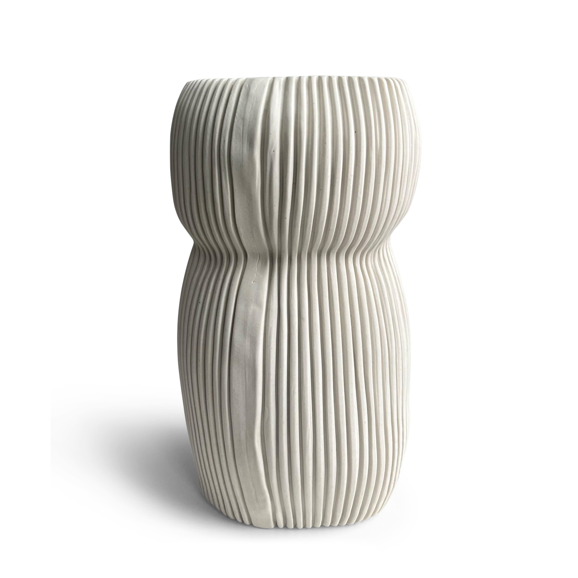 Oval Curvy Vase - White