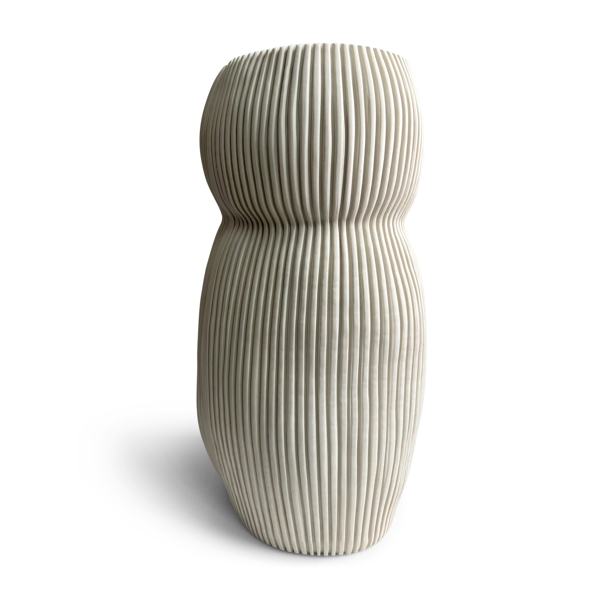 Oval Curvy Vase - White