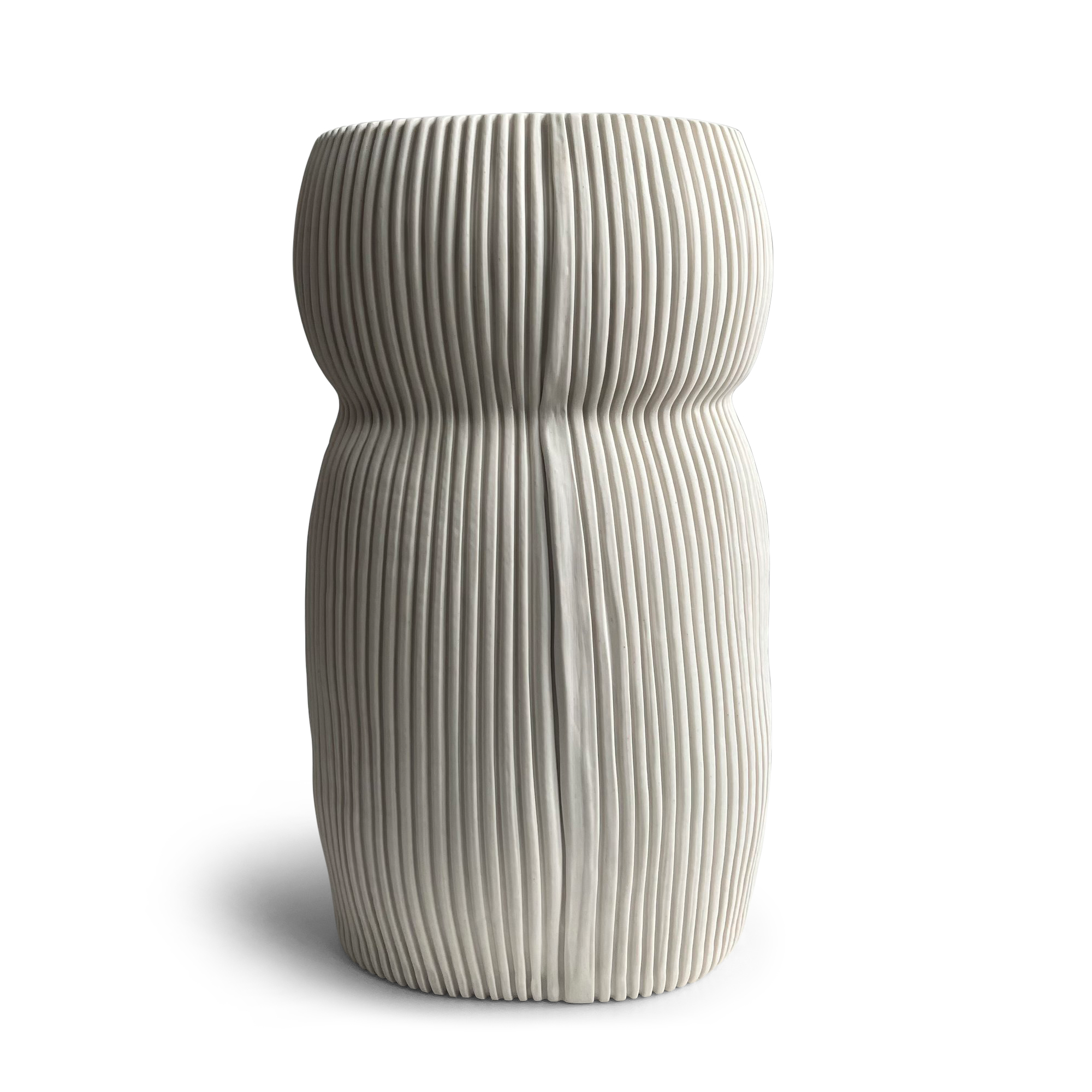 Oval Curvy Vase - White