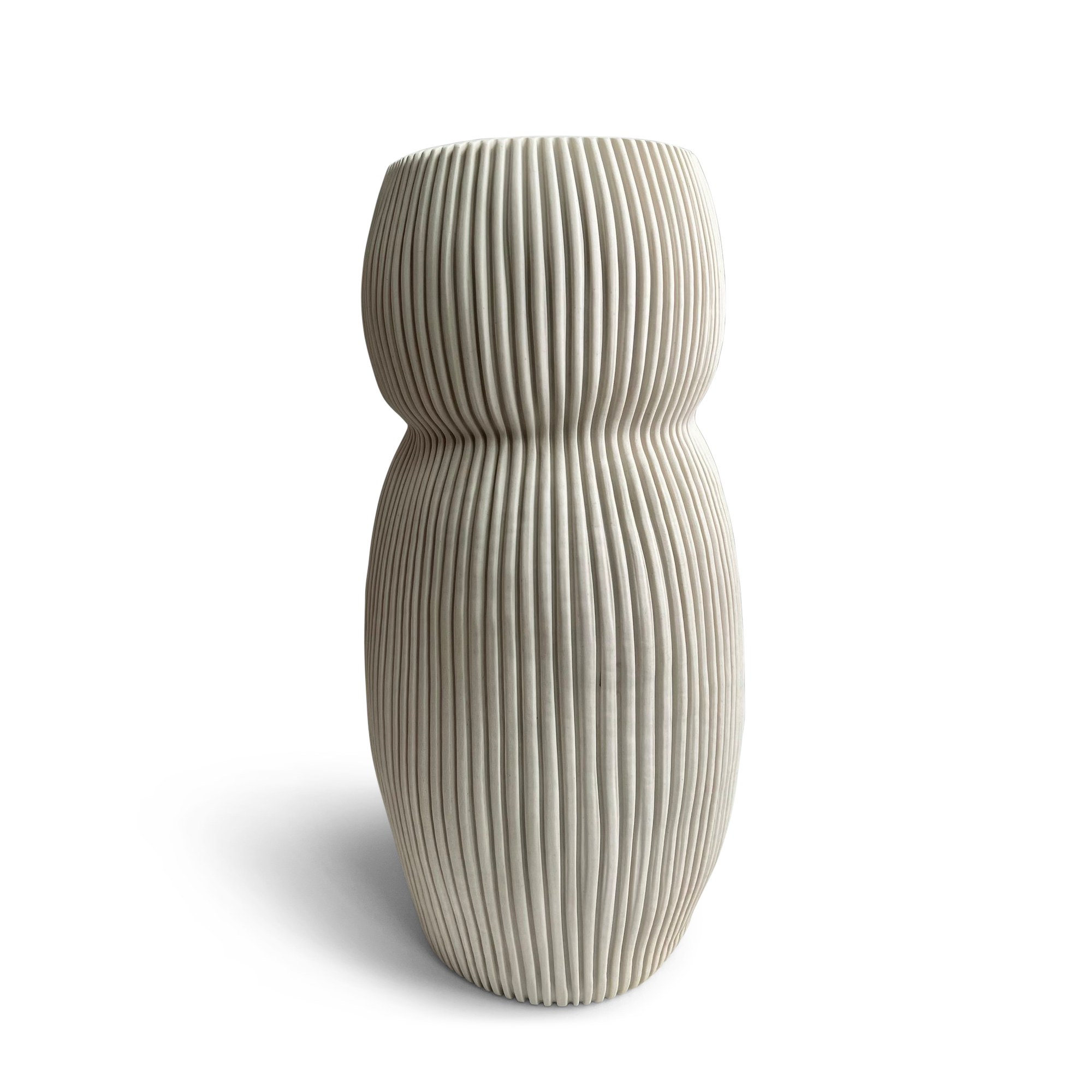 Oval Curvy Vase - White