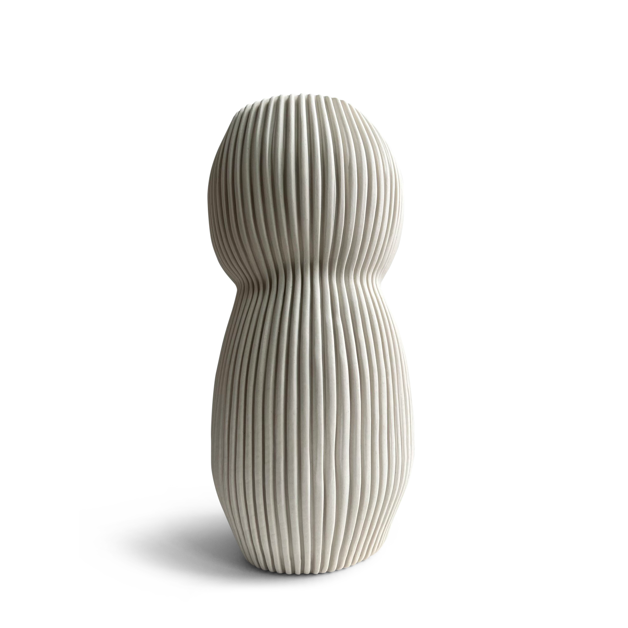 Oval Curvy Vase - White