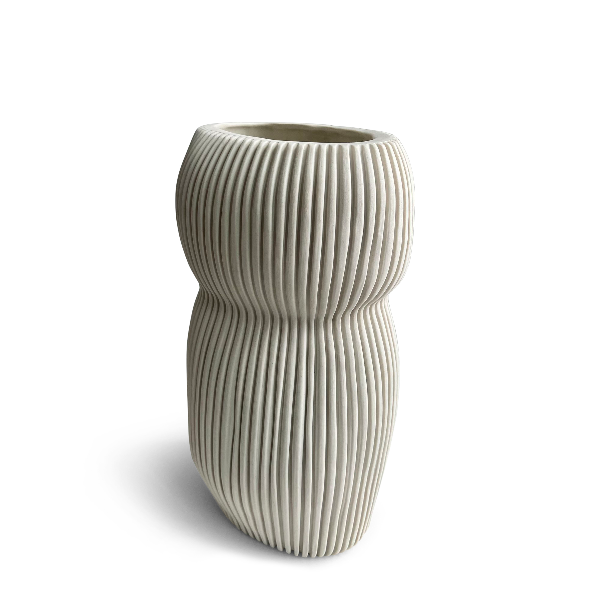 Oval Curvy Vase - White