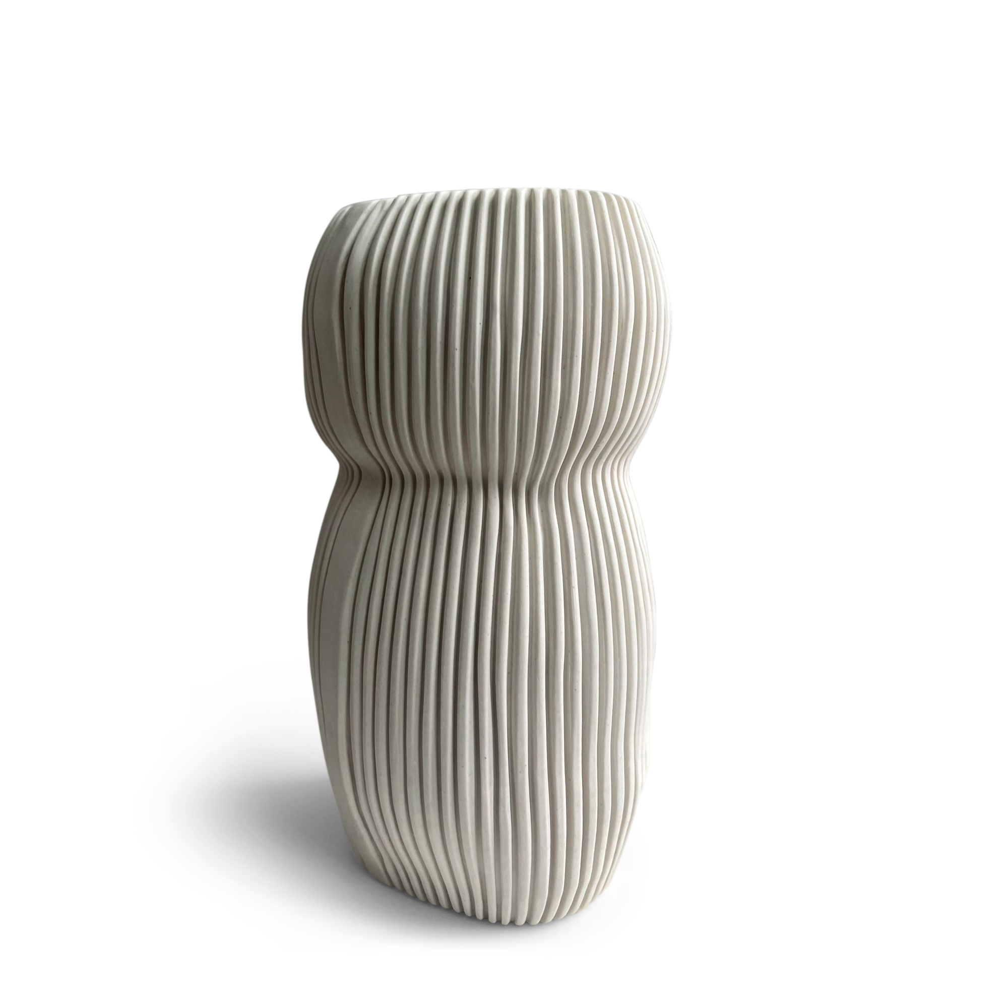 Oval Curvy Vase - White