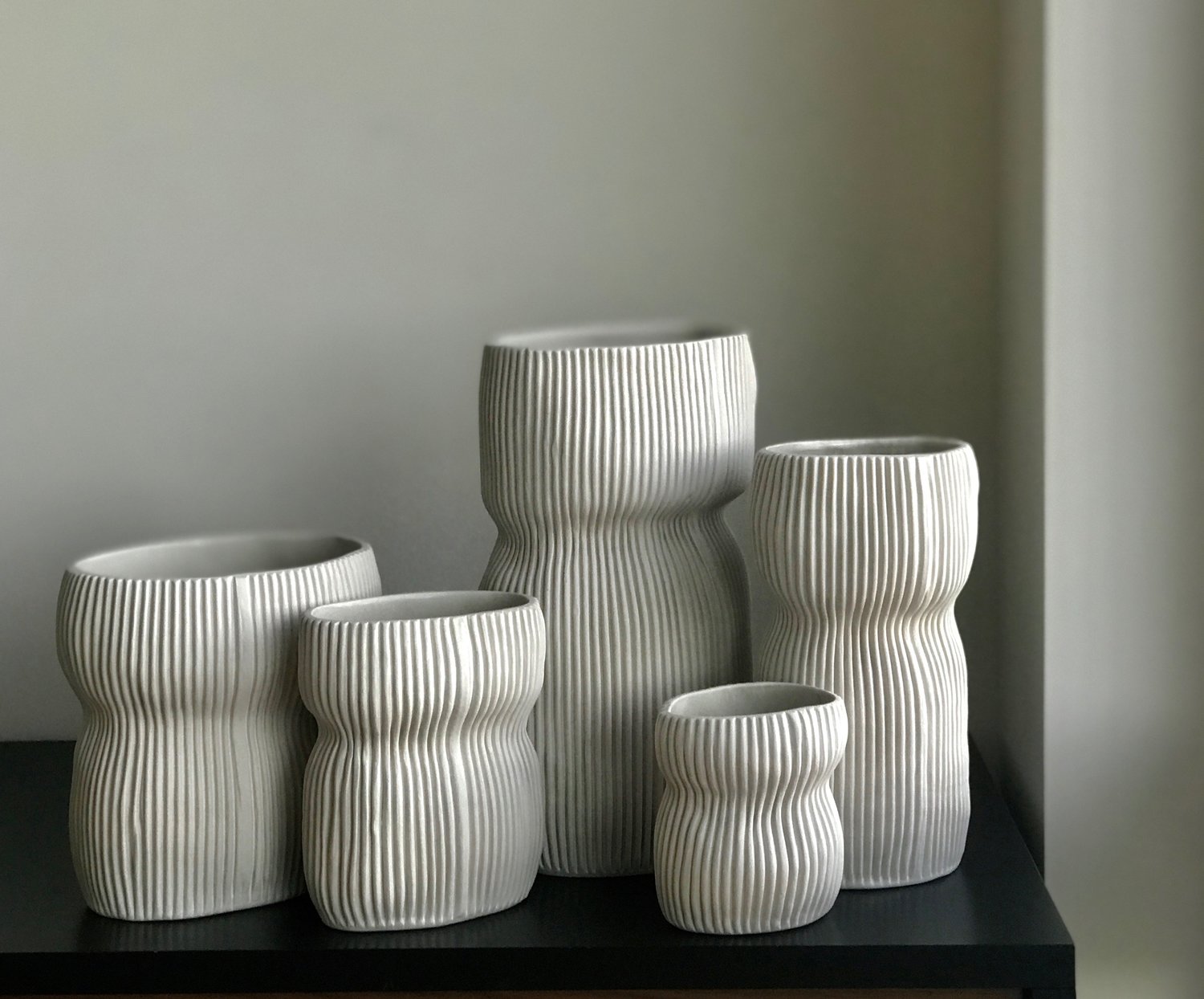 Oval Curvy Vase - White