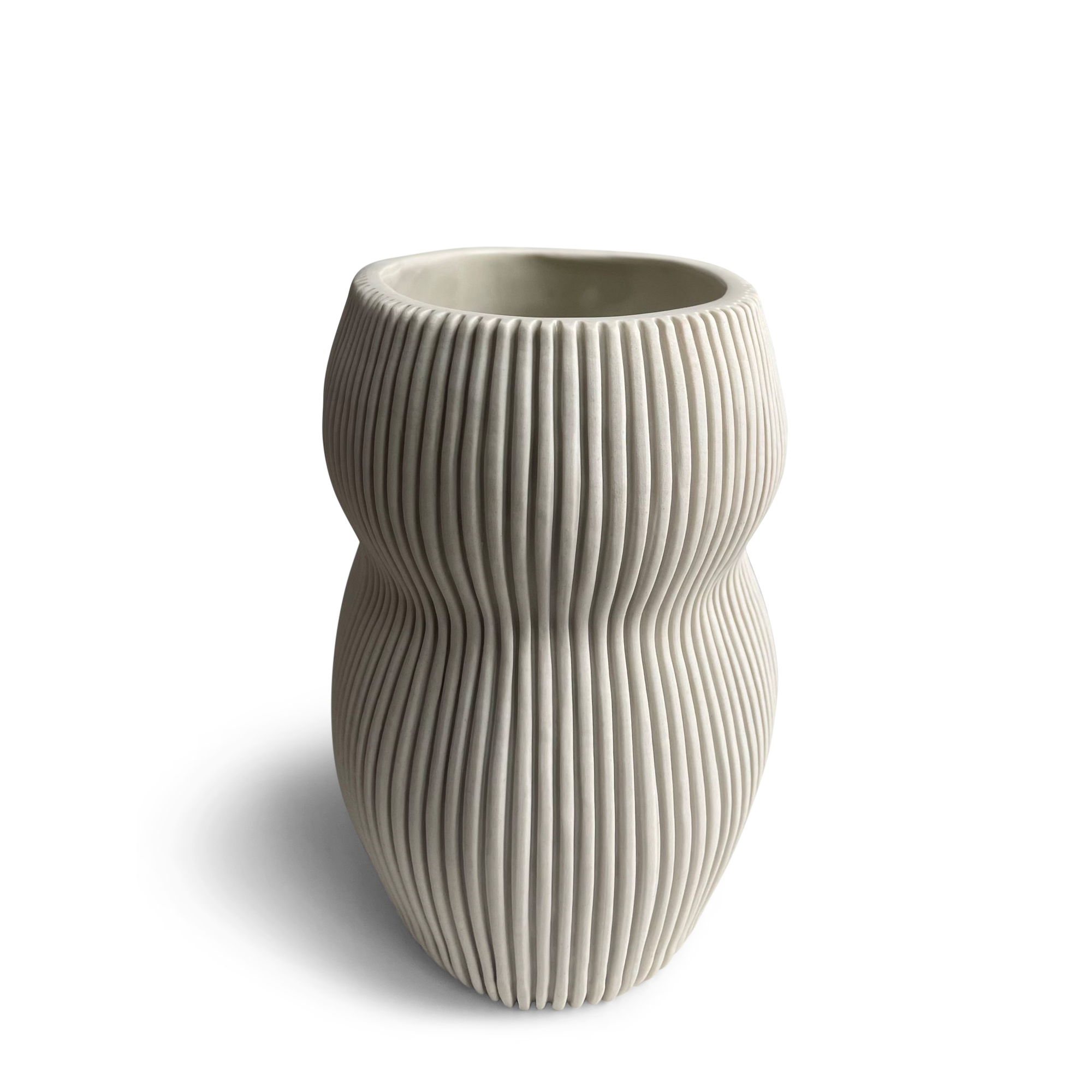 Oval Curvy Vase - White