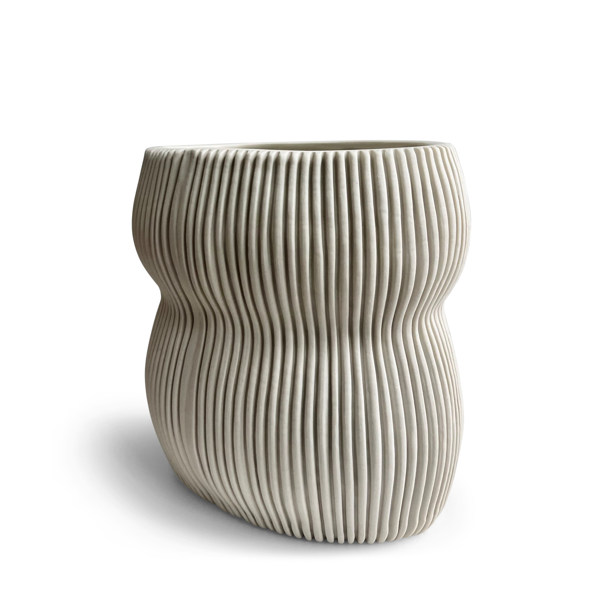 Oval Curvy Vase - White