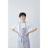 Linen Full-Length Apron - Grey + White Striped