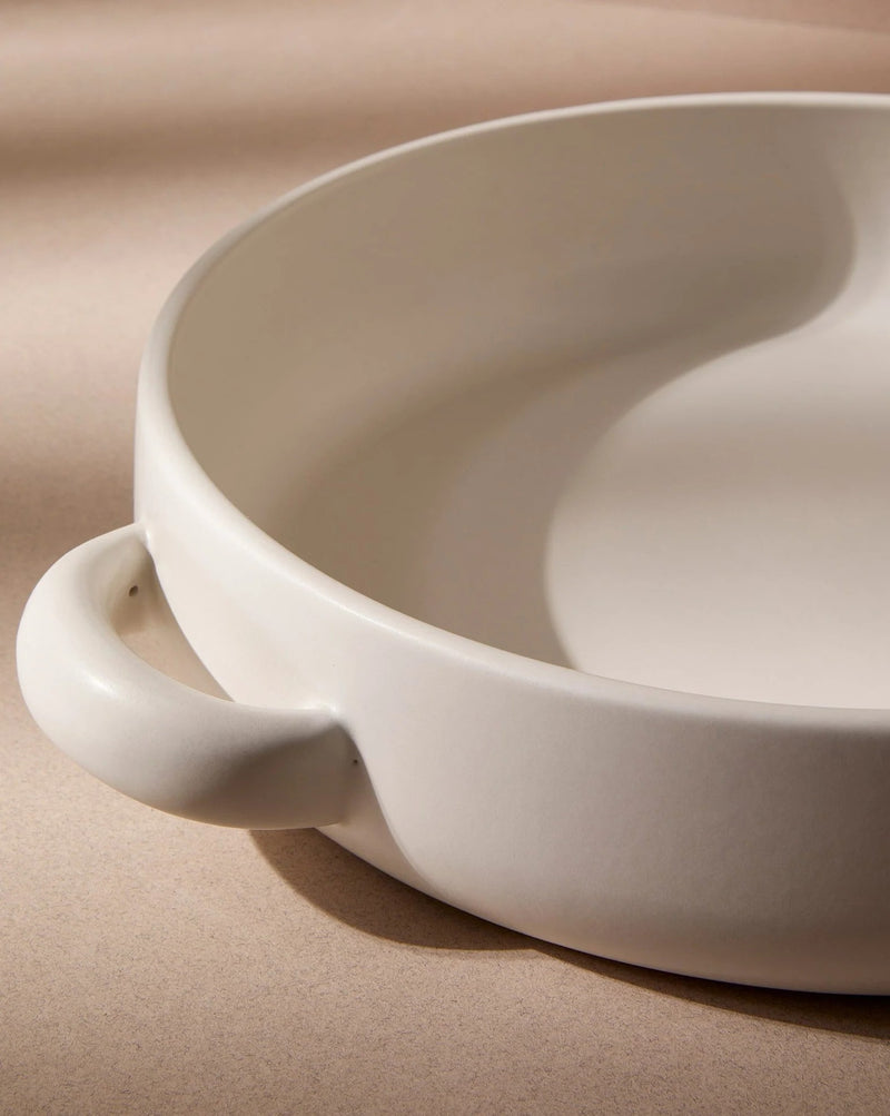 Stoneware Serving Plate with Handles - White