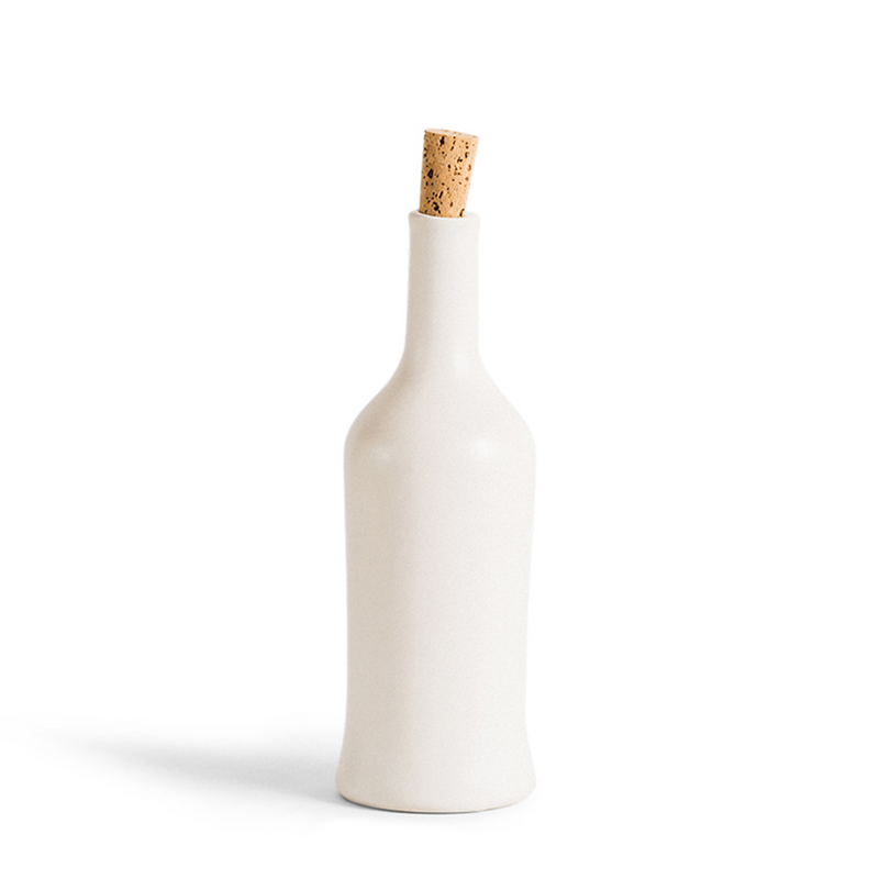 Stoneware Olive Oil Bottle Brutto - White