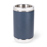 Encased in the finest calfskin, this deep blue Ocean Bottle Cooler keeps your beverages cool in style. A sleek and elegant design makes it a statement accessory for any gathering.