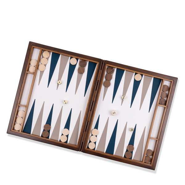 Leather Backgammon Set - Stone