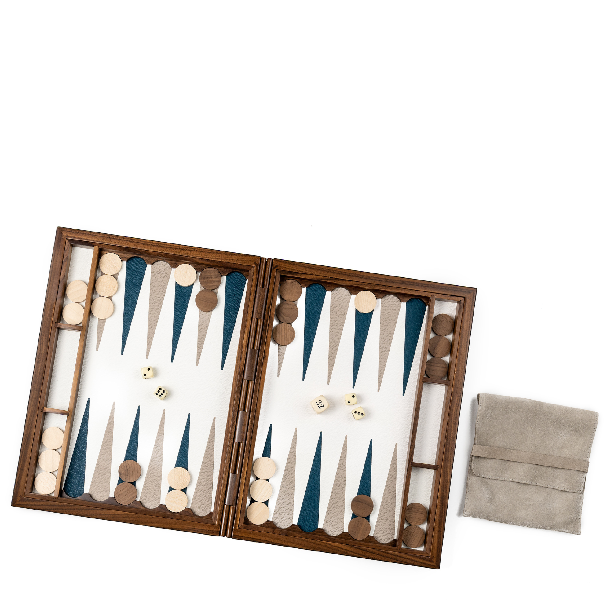 Leather Backgammon Set - Stone