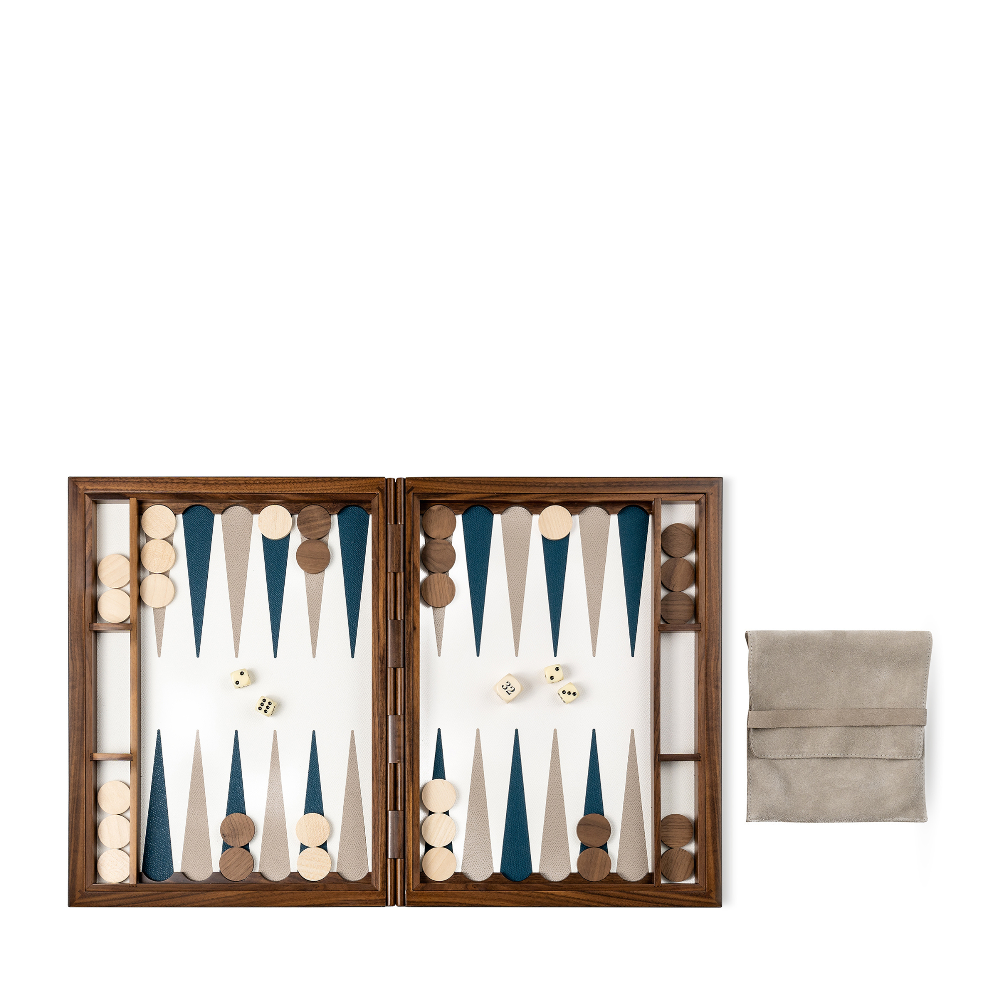 Leather Backgammon Set - Stone