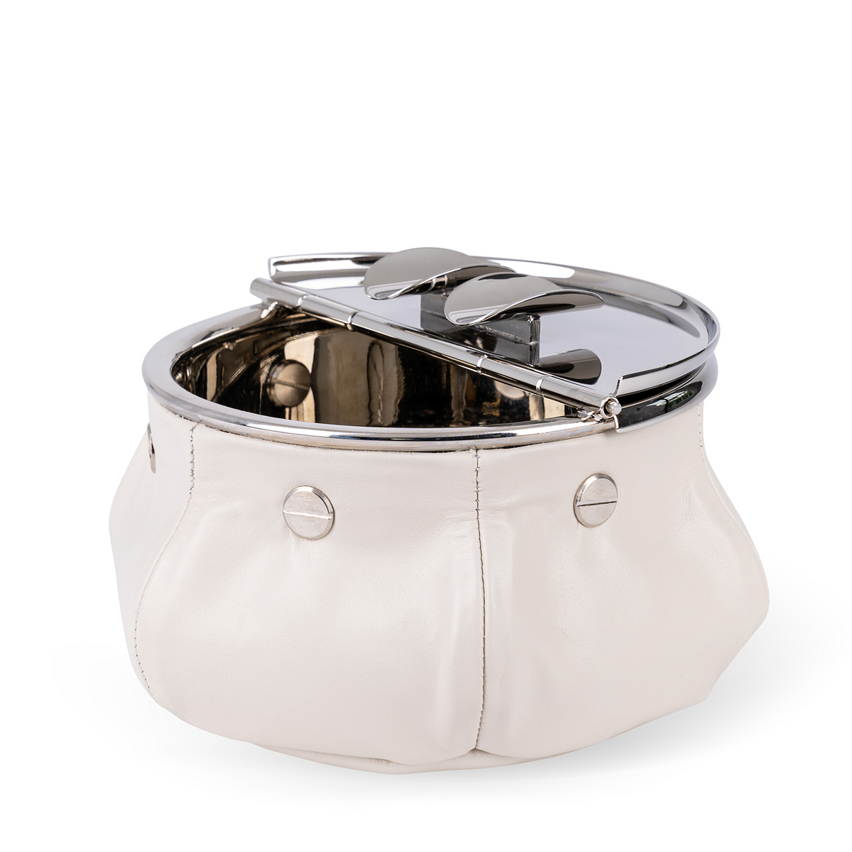 Laurence Leather Bean Bag Ashtray + Cigar Holder - Off White Nappa