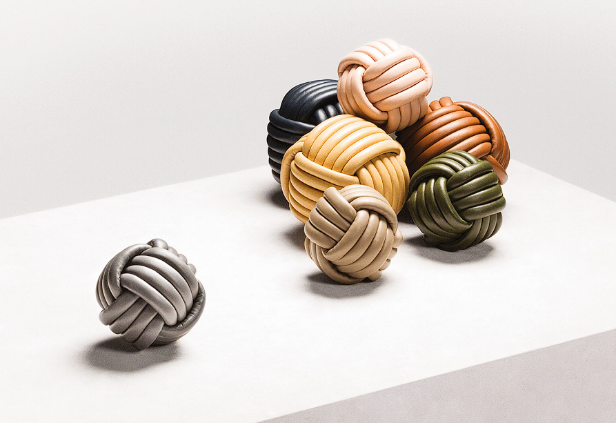 Nodo Leather Paperweight - Mud Nappa