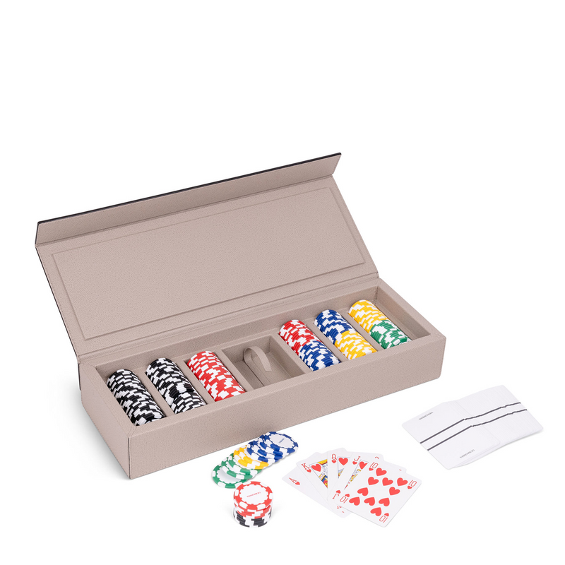 Parma Calfskin Poker Case - Stone