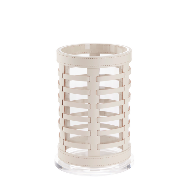 Crafted from durable acrylic and luxurious, ivory calfskin, these elegant small outdoor lanterns are suitable for both indoor and outdoor spaces, adding a touch of sophistication to your decor.
